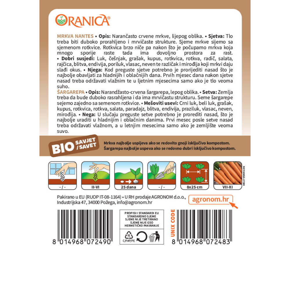 Mrkva / Šargarepa BIO Nantes 3 — opis i upute