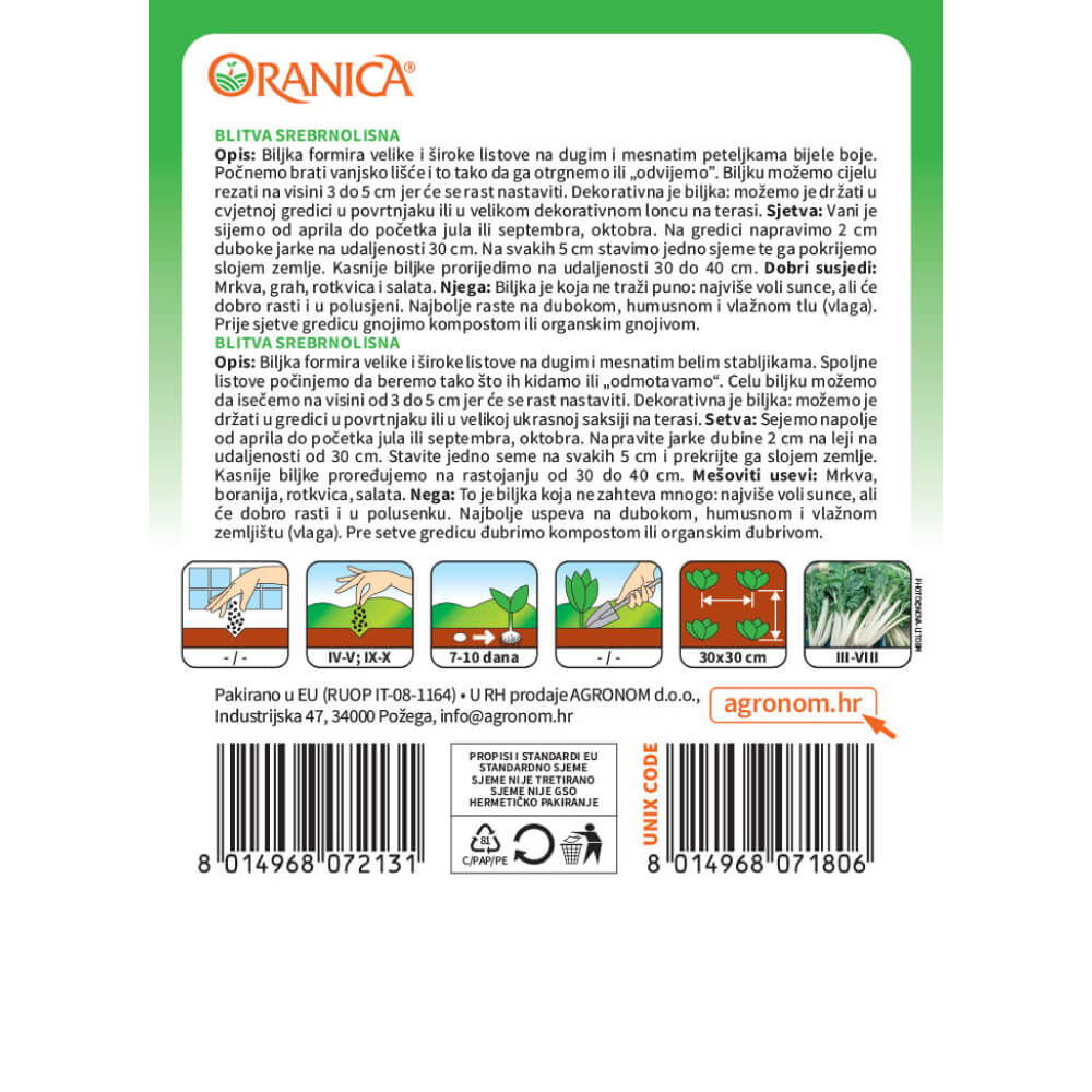 Blitva White Silver 3 (Srebrnolisna) — opis i upute