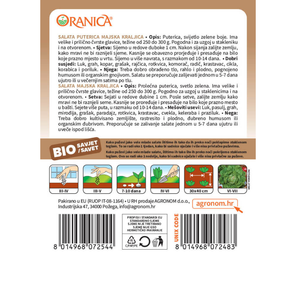 Salata puterica BIO Regina di Maggio (Majska kraljica) — opis i upute