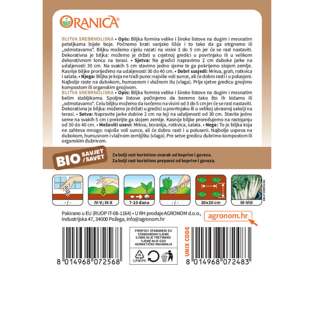 Blitva BIO Glatter Silber 3 — opis i upute